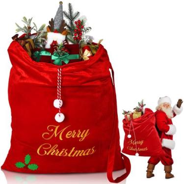 Imagem de Saco de Natal WILLBOND Velvet 90x75 cm com cordão vermelho
