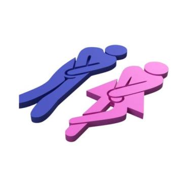 Imagem de Placa Sinalização Banheiro Feminino Masculino Sanitário - KeiMel