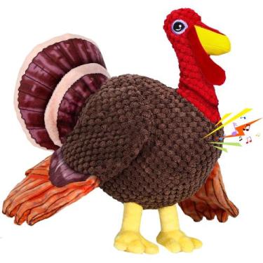 Imagem de Brinquedo para cães PUHOHUN Thanksgiving Turkey Squeaky para cães pequ