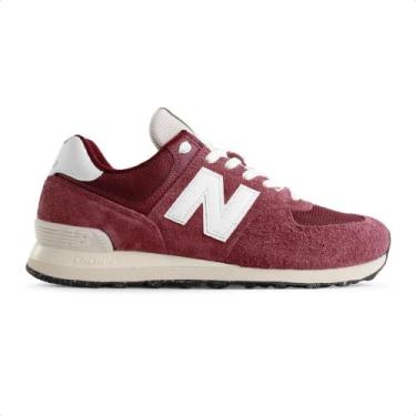 Imagem de Tênis New Balance 574 V2 Unissex, 43, Vinho, Branco