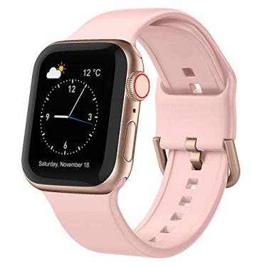Imagem de Pulseira esportiva compatível com Apple Watch séries SE 8, 7, 6, 5, 4, 3, 2 e 1 de 41 mm, 40 mm e 38 mm, rosa