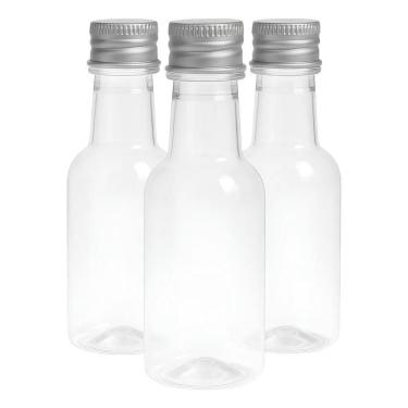 Imagem de 50 Garrafinha Plástica Pvc 50Ml Tampa Alumínio Tampa M Prata