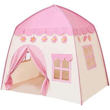Imagem de Barraca Infantil Barraca Tenda Castelo Princesa Rosa para 2 a 3 Crianças, Casinha de Brinquedo Dobrável Tecido Oxford, Uso Interno e Externo, Brinquedo Educativo para Quarto Menina, Fácil de Montar