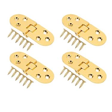 Imagem de Generic Dobradiças Dobráveis, à Prova de Ferrugem - Liga de Zinco 4 Abas de Alta Resistência de 180 Graus para Abas de Mesa de Centro para Janela de Máquina de Costura (Ouro brilhante)