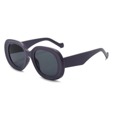 Imagem de Óculos de sol retrô para atividades ao ar livre, armação oval colorida, óculos de sol da moda para fotografia de rua, óculos de sol com armação oval da moda (ROXO)