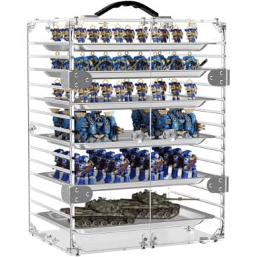 Imagem de Estojo de armazenamento em miniatura com 6 bandejas magnéticas de metal, estojo de exibição em miniatura de acrílico transparente com porta magnética