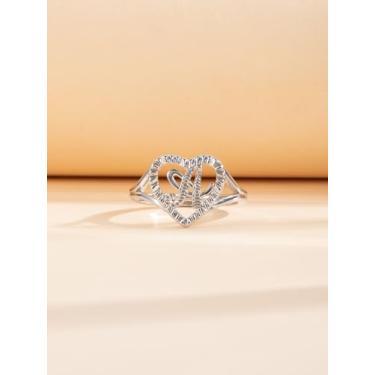 Imagem de Anel de 26 letras em forma de coração para mulheres, anel de alfabeto personalizado, estilo moderno para uso diário, joias personalizadas, presente