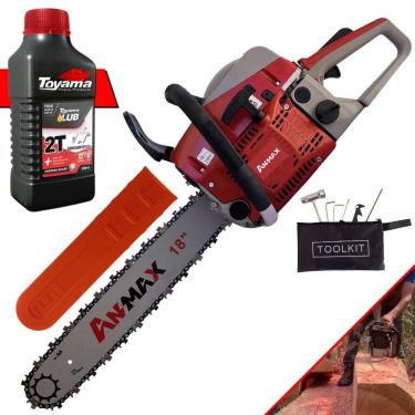 Imagem de Motosserra Anmax Cs5200b à Gasolina 2t 52cc 2,7hp Sabre 18'' Ponta Rolante Profissional + Óleo Toyama Fg50 500ml