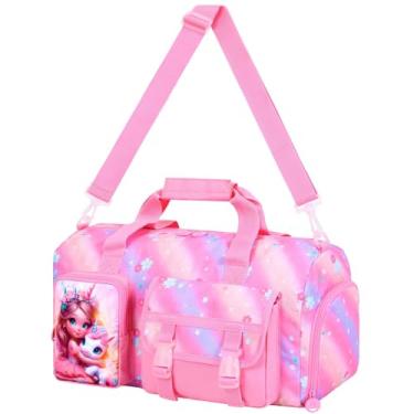 Imagem de Bolsas de balé de dança para meninas, bolsa de ginástica infantil, bolsa de viagem com compartimentos de sapatos, bolsa de balé esportiva, para adolescentes, festa do pijama, unicórnio e princesa