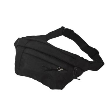 Imagem de Pochete Esportiva Preta em Tecido, Bolsa de Cintura com Zíper, Ajustável, para Atividades ao Ar Livre