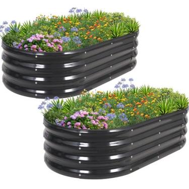 Imagem de Cama de jardim elevada 1MORE de metal galvanizado 4x2x30cm cinza, paco