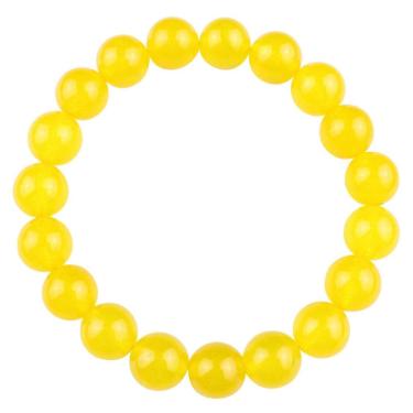 Imagem de Pulseira redonda de cristal amarelo com miçangas de 12 mm para homens e mulheres