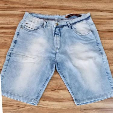 Imagem de Bermuda Masculina Jeans Wolfgan Plus Size Azul Claro