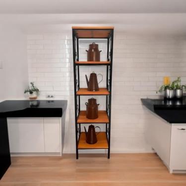 Imagem de Estante Grande 5 Prateleiras Alta Ferro e Madeira Estilo industrial Moderno Feita Artesanalmente