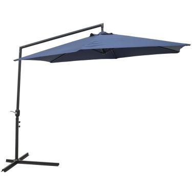 Imagem de Ombrelone Lateral Suspenso 3M Jardim Piscina Alumínio com Base Manivela Azul Importway IWOS-300AZ