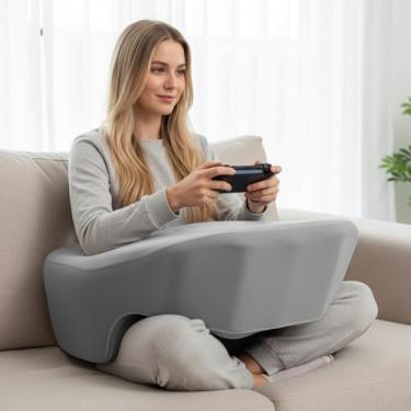 Imagem de PITCTCHIC Almofada de leitura para cama, almofada de descanso de espuma viscoelástica para suporte de braço, travesseiro de mesa de colo para laptop, para trabalho, jogos, leitura no chão do sofá-cama