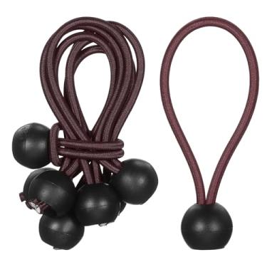 Imagem de PATIKIL Cordão elástico de 10 cm, 35 peças de cordas elásticas com esferas, lona de dossel, cordão elástico para acampamento ao ar livre, postes de barraca de abrigo de carga, cáqui
