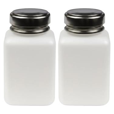 Imagem de Pacote com 2 frascos de 250 ml com cabeça de alumínio, dispensador de acetona, dispensador de álcool, frasco dispensador de bomba de álcool para fácil distribuição de líquidos, design durável e à