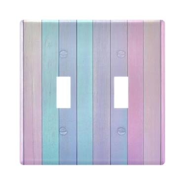 Imagem de Burbuja Capa de placa de parede com interruptor de luz de madeira pastel colorida, placa decorativa de parede, parafusos incluídos, 2 faixas