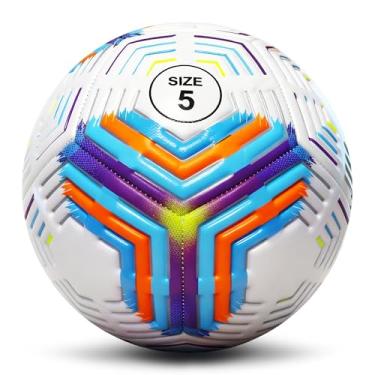 Imagem de Champhox Bola de futebol tamanho 5, couro PU impermeável de longa duração, bola oficial com bomba e agulhas