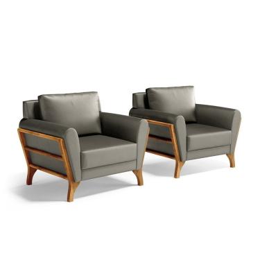 Imagem de Kit 2 Poltronas Sabrina De Madeira Maciça Com Almofada