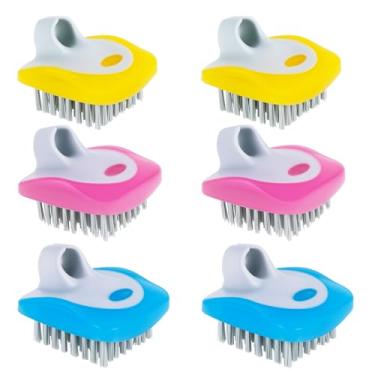 Imagem de 6 escovas de frutas e legumes, cerdas de nylon com aderência confortável para os dedos, mini esfregão de batata, escova de vegetais para alimentos, ferramenta de limpeza, utensílio de cozinha para