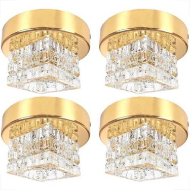 Imagem de Kit 4 Spot Cristal Sobrepor Plafon Dourado Brilhoso G9 Bet44 - Acienda