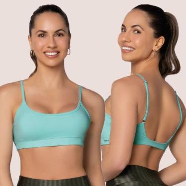 Imagem de Top Selene Fitness com Alças Reguláveis e Bojo Removível, Verde água, 