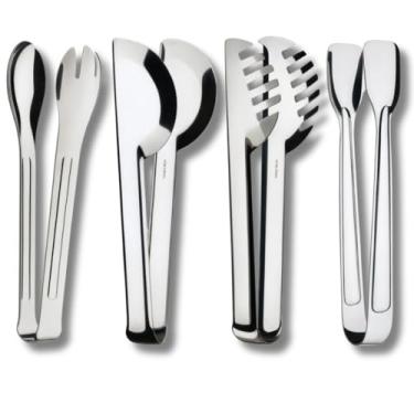 Imagem de Kit 4 Utensílios Para Cozinha Inox Pegador Universal Pegador de Massas e Pegador de Salada e Frios(4 PEÇAS)