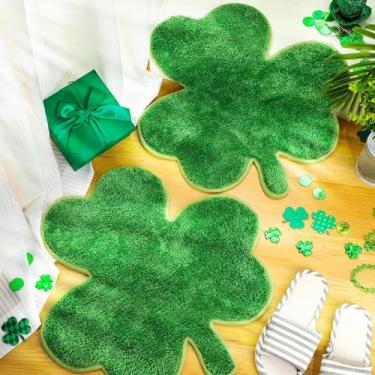 Imagem de Cindeer 2 peças tapete de trevo de dia de São Patrício, tapetes de banheiro verde antiderrapante tapete decorativo de São Patrício lavável tapetes de cozinha para decoração de chuveiro de casa (estilo