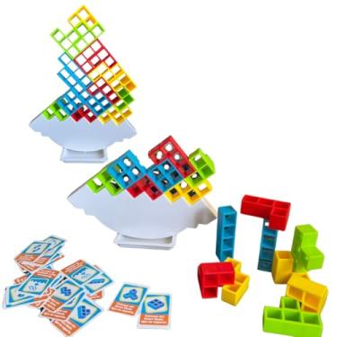 Imagem de Jogo Torre Tetris Equilibrio Brinquedo Montar Raciocinio Educativo Blocos