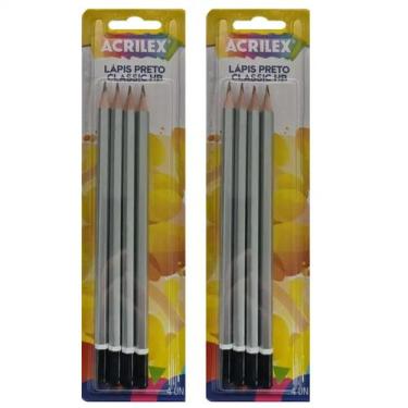 Imagem de Lápis Preto HB Nº 2 Acrilex Kit com 8 Lápis