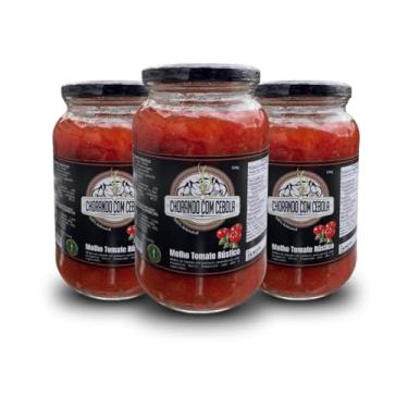 Imagem de Chorando com Cebola, Kit 3 Molho de Tomate Rústico Gourmet 1,65kg