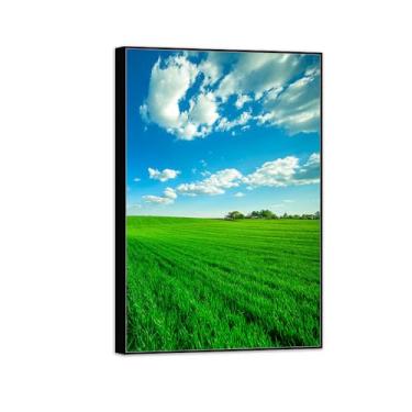 Imagem de BMZFYBS Quadro preto arte de parede paisagem impressões em tela - nuvens de campo - pintura de decoração - imagens para quarto 50 x 75 cm 20 x 30 pol