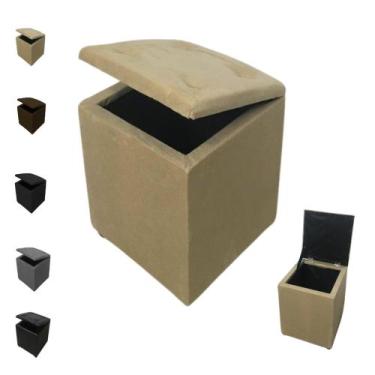 Imagem de Puff Baú Banquinho Suede Banqueta Quadrado Decorativo Organizador - Me