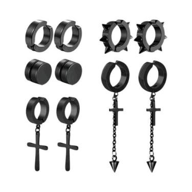 Imagem de Conjunto De Pendentes Cruzados Punk Masculinos 5 Pares De Brincos Magn