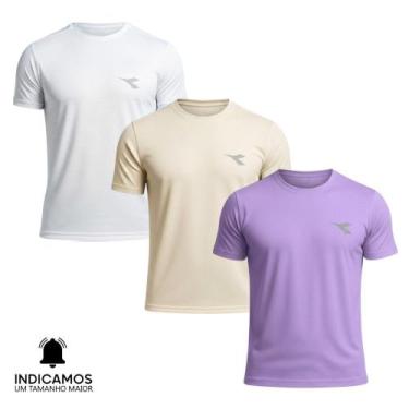 Imagem de Kit 3 Camisetas Diadora Small Logo Masculina - Branco e Lilás XGG, XGG
