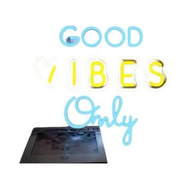 Imagem de Letreiro Neon Good Vibes Only, Decoração De Parede LED, Alimentado Por
