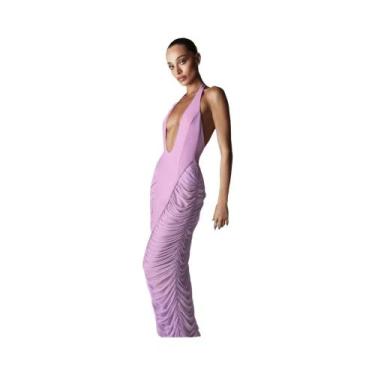 Imagem de Vestido Longo Slim Halter Sem Costas Para Meninas Moda Júnior Primaver