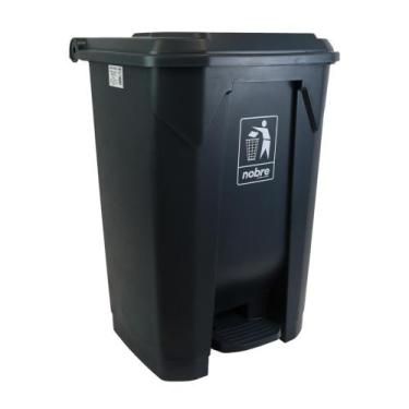 Imagem de Lixeira Plástica Grande com Pedal 80L Cinza para Ambientes Internos e 