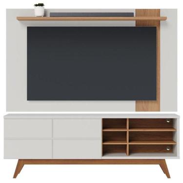 Imagem de Rack Bancada Noronha 1.8 Com Painel Para Tv Suspenso Extensivo Leme Off White Matte Freijó - Colibri