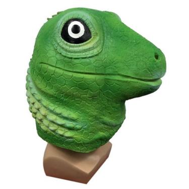 Imagem de Máscara de capacete para animais, látex de dinossauro verde para festa
