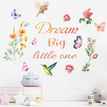 Imagem de Adesivos de parede Dream Big Little One Floral PVC 29x80cm - yiweisai