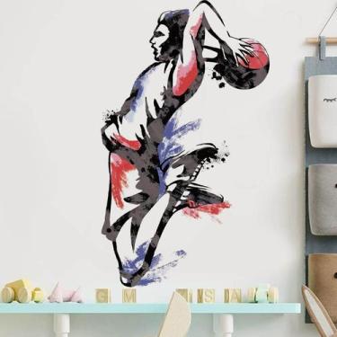 Imagem de Adesivos de parede Basketball Dunk removíveis 30x90cm PVC - yiweisai