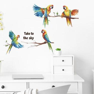 Imagem de Adesivos de parede Colorful Parrot Cartoon Bird PVC 30x90cm - yiweisai