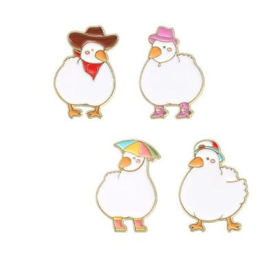Imagem de Conjunto de broches Cute Goose Funny Cartoon White Duck Enamel - Yiwei