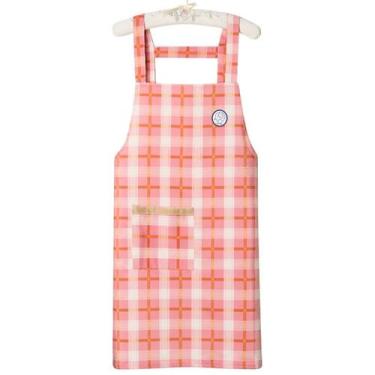 Imagem de Avental xadrez de estilo coreano com bolso e alças - Yiweisai