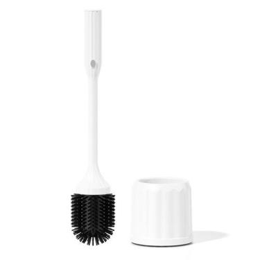 Imagem de Escova de banheiro elétrica com suporte em material ABS branco - yiwei