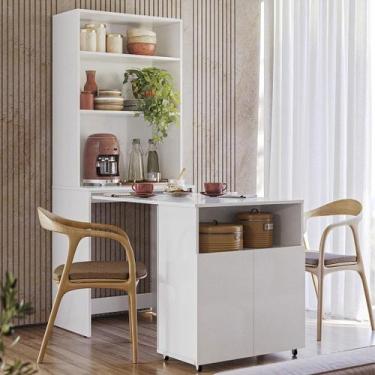 Imagem de Armário Bancada de Cozinha 2 portas com Mesa Retrátil Dual - Kit's Par