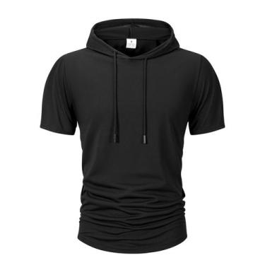Imagem de Camiseta Masculina De Verão Leve Com Capuz, Casual, Solta, Manga Curta